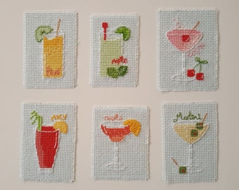 Cocktail Fridge Magnets - Pimms - Mojito - Cosmo - Bloody Mary - Tequila Sunrise - Martini