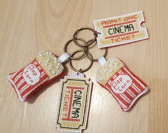 Popcorn Cinema Ticket Movie Film Lover Key Rings Key Chains