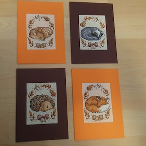 Cartes de vœux pour animaux endormis - Renard - Blaireau - Cerf - Hérisson