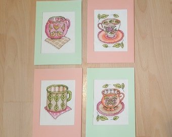 Tea Coffee Cup Greeting Cards