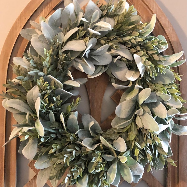 Year Round Lamb’s Ear Wreath, Lamb’s Ear Wreath, Lamb’s Ear Wreath with Ruscus, Farmhouse Wreath, Everyday Wreath, Modern Farmhouse Wreath