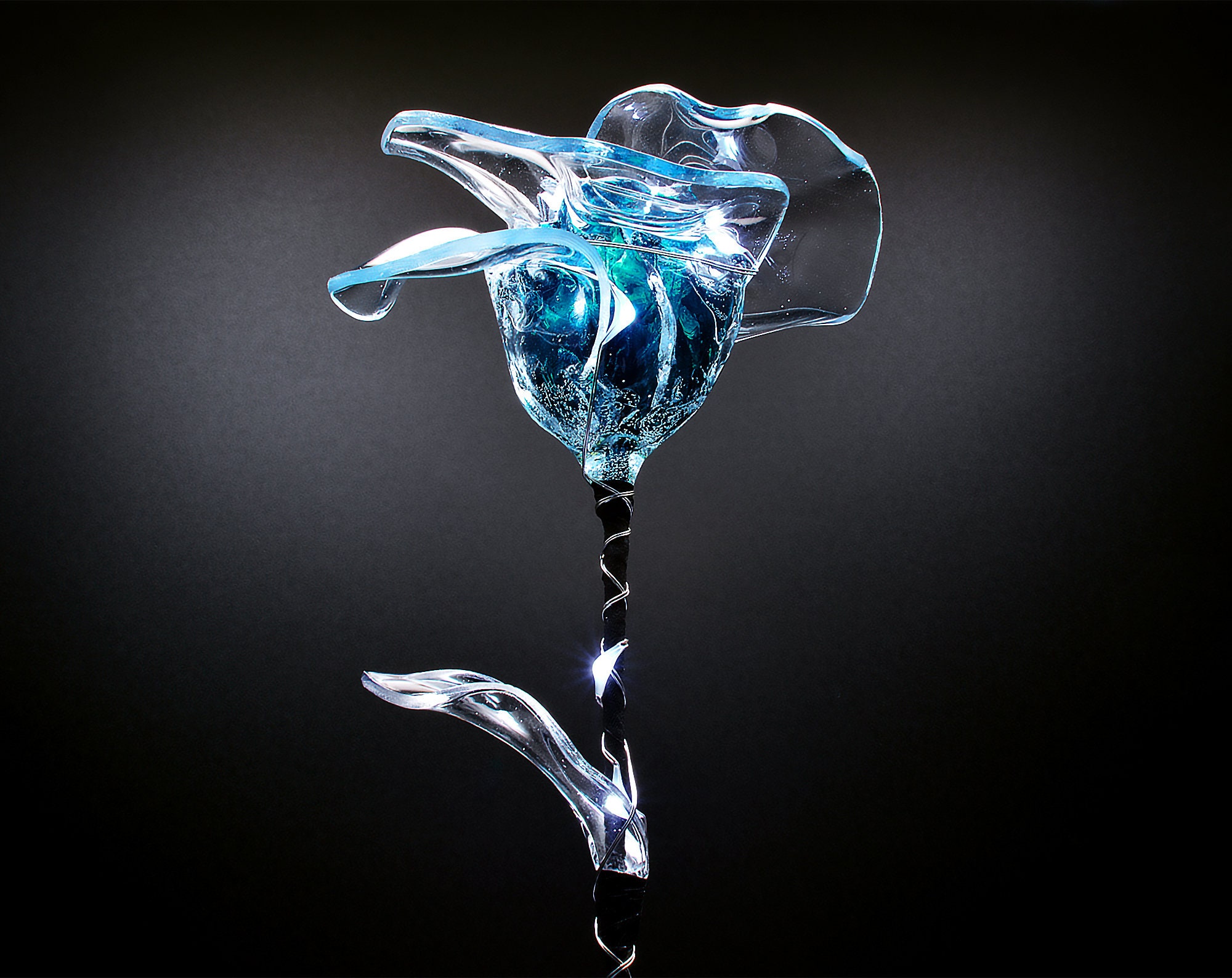 Rose Éternelle Lumineuse Bleue Turquoise Fleur Artificielle Canard Cadeau Pour Femme, Noël, St Valen