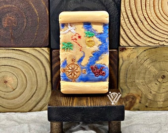 Hidden Treasure Map Soap Bar / Adventure Map / Pirate Treasure Map / Home Decor