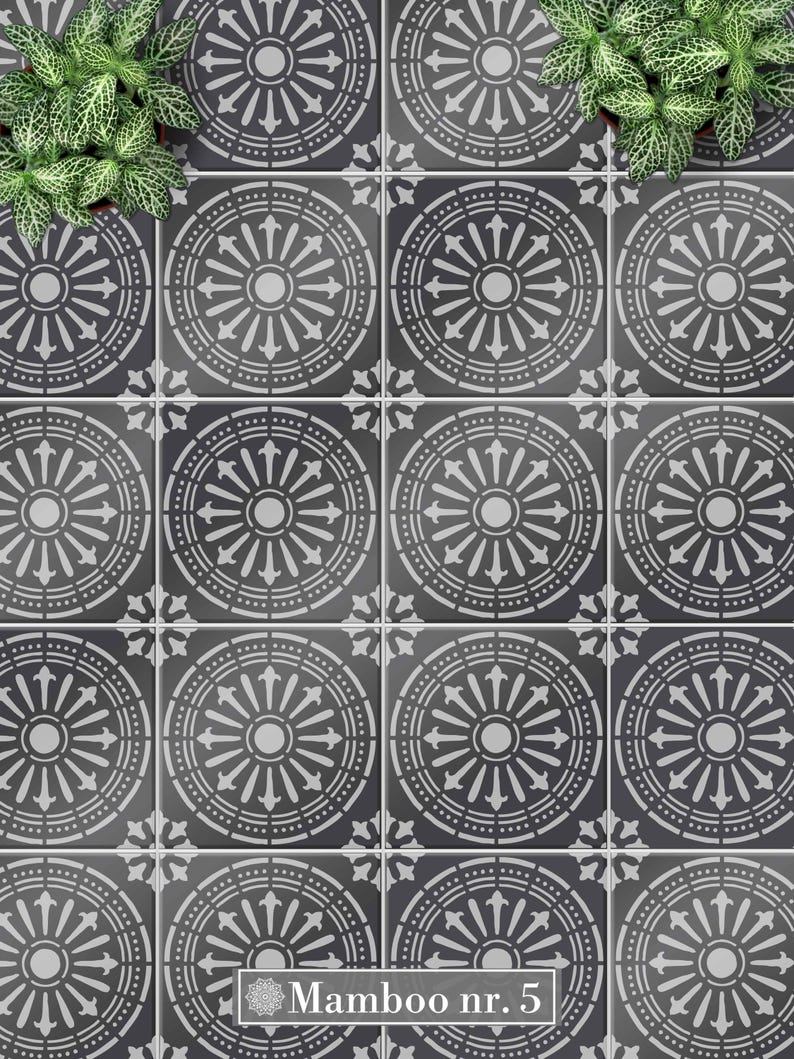 Victorian Tile Stencil Eleanora - For 15x15, 20x20, 30x30 cm Floor Tiles - Flexible and Reusable!- Create the floors you want image 4