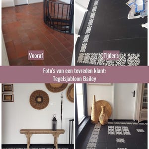 Farmhouse Tile Stencil Bailey - 50x50, 40x40, 30x30, 20x20, 15x15 cm large - Reusable - Paint your garden tiles with a tile paint stencil image 4