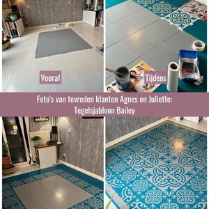 Farmhouse Tile Stencil Bailey - 50x50, 40x40, 30x30, 20x20, 15x15 cm large - Reusable - Paint your garden tiles with a tile paint stencil image 5