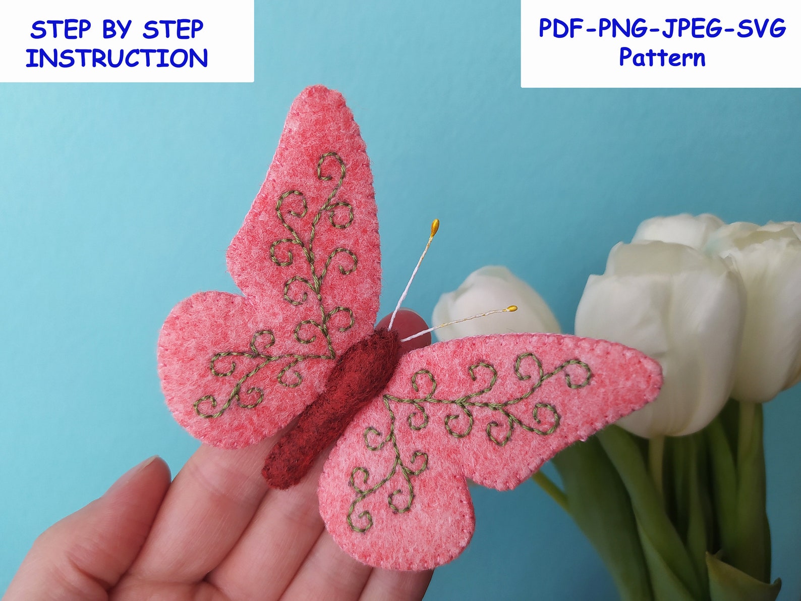 Felt Butterfly Pattern Butterfly Ornament Sewing Tutorial Etsy