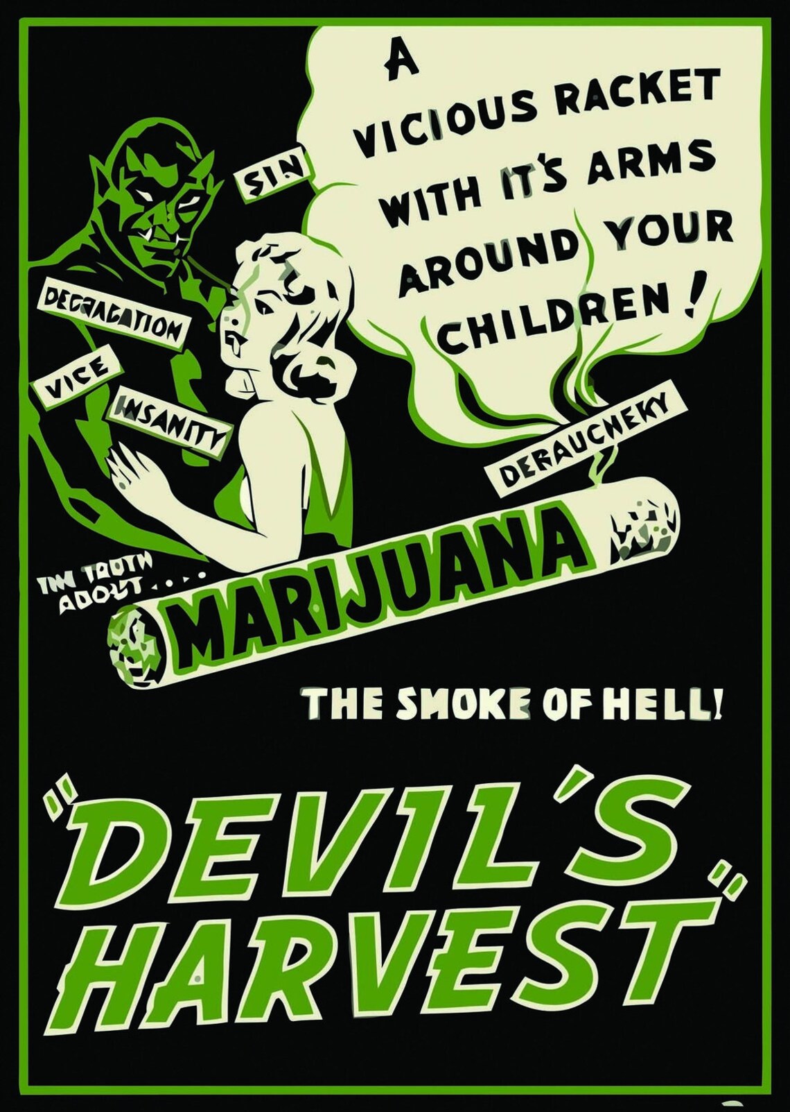 Devils Harvest Cannabis Marijuana Poster Picture Wall Art Etsy