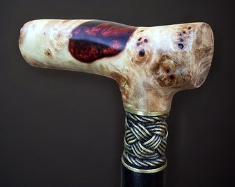 Walking Cane Walking Stick Burl Handle Wooden Hand-Carving Wood Reed Cane Wooden Handmade Cane Stick Accessories CANE STICK D4