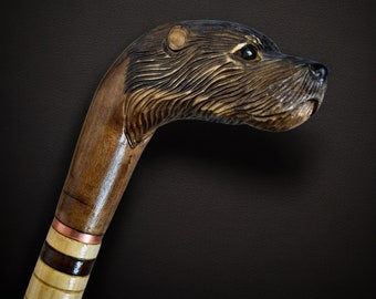 Walking Stick Cane Wooden Carving Handmade Cane hiking stick Gift (Otter)
