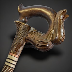 Walking Cane Canes and Walking Sticks Walking Stick Wooden Cane Handmade Accessories Carved Cane Wood Reeds Hand-Carving Gift (Horse Round)