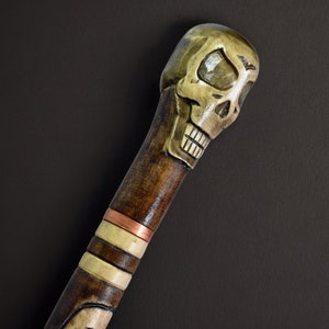 Walking Cane Canes and Walking Sticks Walking Stick Wooden Cane Handmade Accessories Carved Cane Wood Reeds Hand-Carving Gift (Skull)