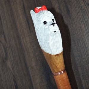 Canes Walking Sticks Wood Reeds Cane Wooden Hand-Carved Carving Handmade Cane Stick Accessories (Lap-Dog White)