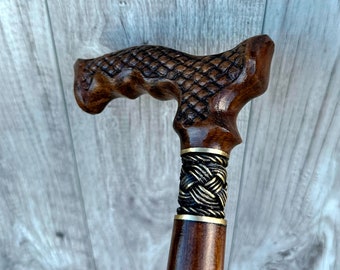 Bastón de madera Bastones de madera de roble Bastón de madera Bastón de madera Bastón artesanal Tallado en madera Exclusivo