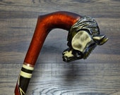Canes Walking Sticks Wood Reeds Cane Wooden Hand-Carved Carving Handmade Cane Stick Accessories ( Horse )