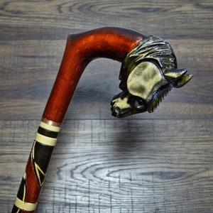Canes Walking Sticks Wood Reeds Cane Wooden Hand-Carved Carving Handmade Cane Stick Accessories ( Horse )