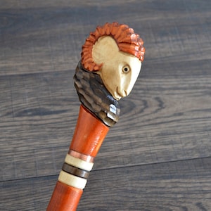 Canes Walking Sticks Wood Reeds Cane Wooden Hand-Carved Carving Handmade Cane Stick Accessories (Ram head)