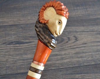 Canes Walking Sticks Wood Reeds Cane Wooden Hand-Carved Carving Handmade Cane Stick Accessories (Ram head)