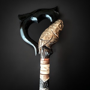 Canes Walking Sticks Wood Reeds Cane Wooden Hand-Carved Carving Handmade Cane Stick Accessories (Owl)