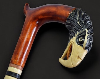 Walking Cane Canes and Walking Sticks Walking Stick Wooden Cane Handmade Accessories Carved Cane Wood Reeds Hand-Carving Gift (Eagle Old)