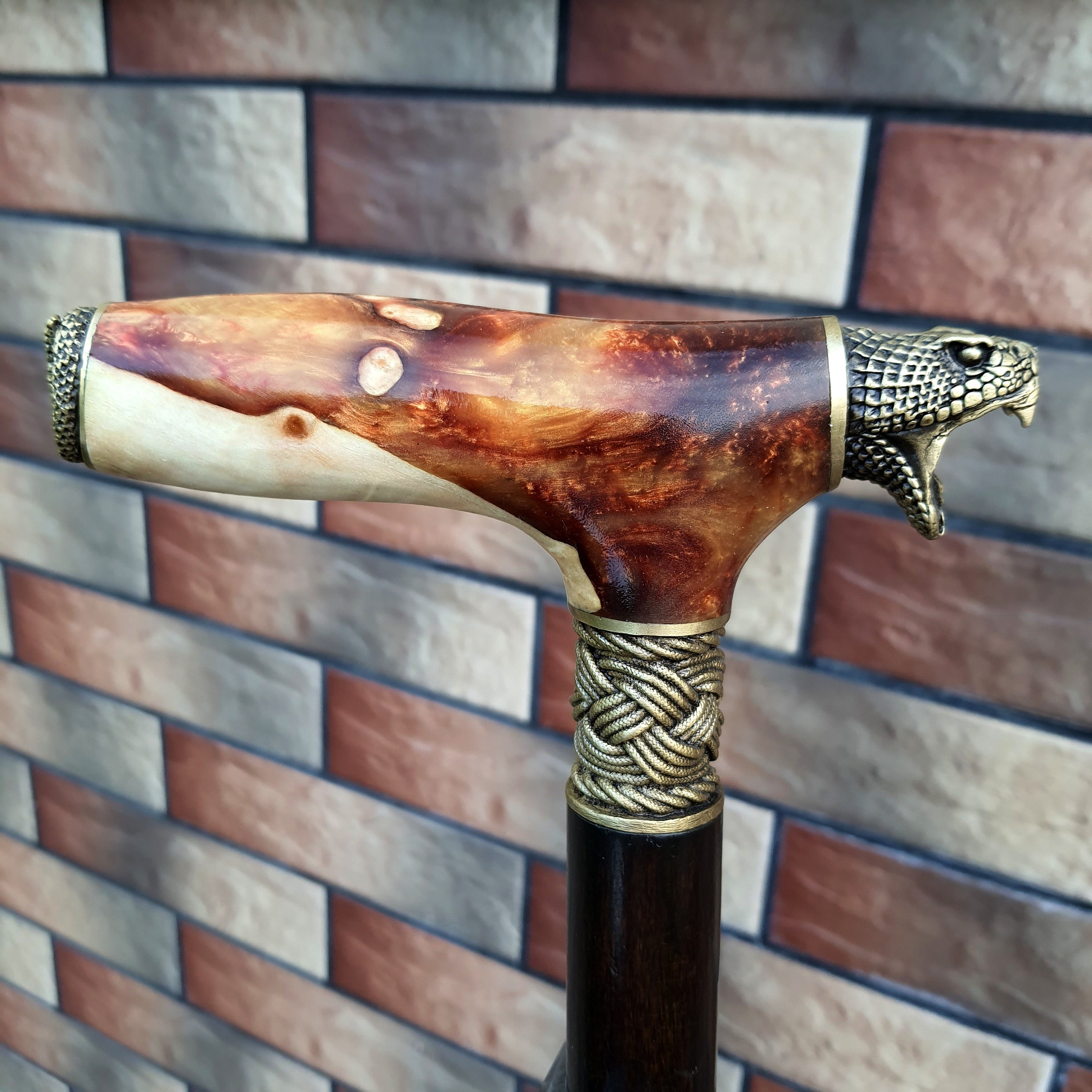 CANE STICK D56 Cane Walking Stick Hybrid Burl-Acrylic Handle | Etsy