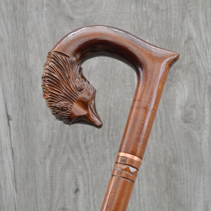 Cane Walking Stick Wooden Gift Hand-Carved Carving Handmade (Fox Brown)