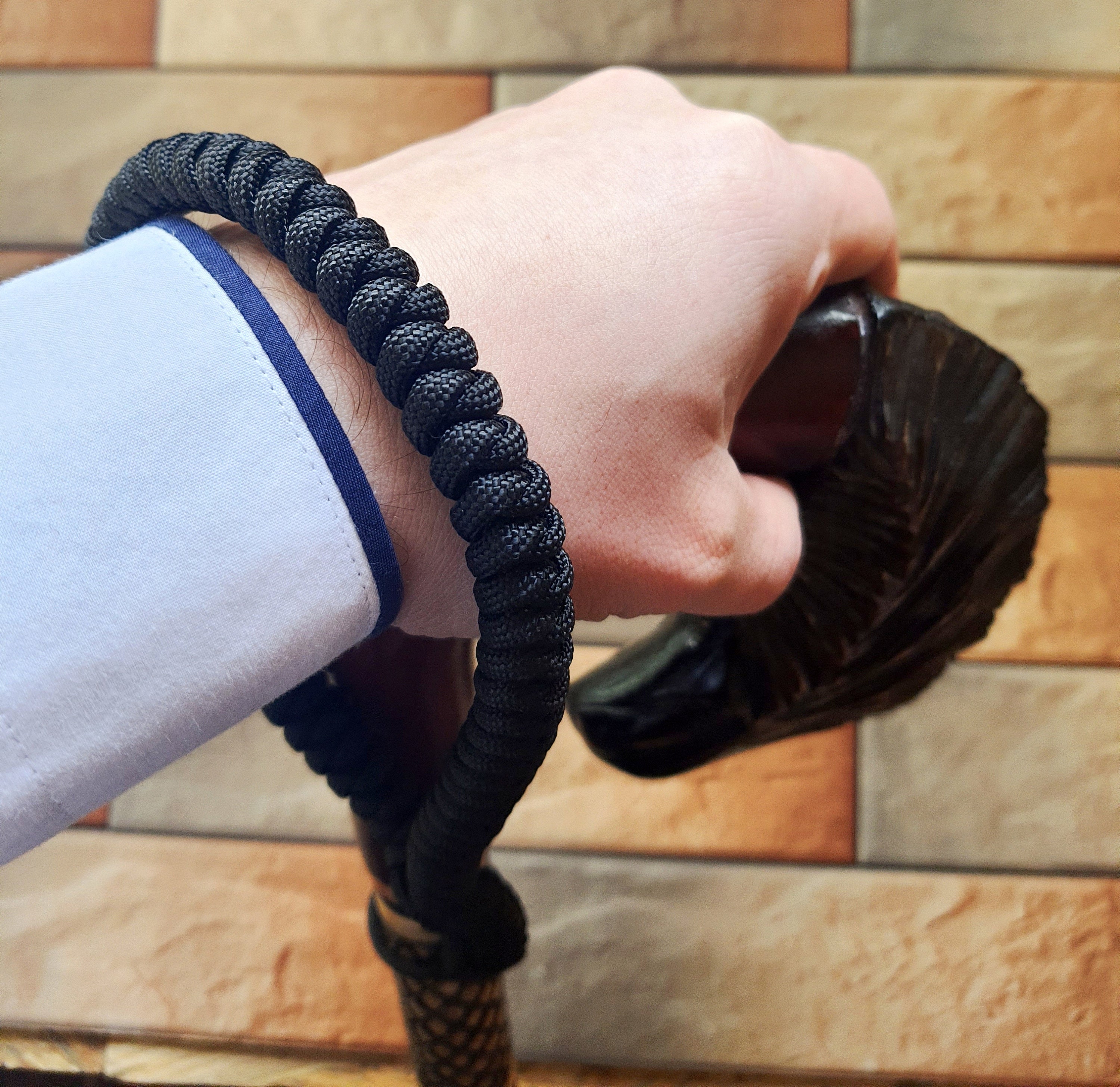 2pcs. tips + bracelet for Canes Walking Sticks Wood Reeds Cane Wooden Handmade Cane Stick Accessories (black)