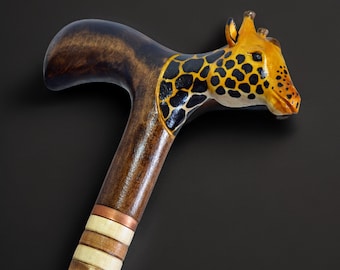 Walking Cane Canes and Walking Sticks Walking Stick Wooden Cane Handmade Accessories Carved Cane Wood Reeds Hand-Carving Gift (Giraffe)
