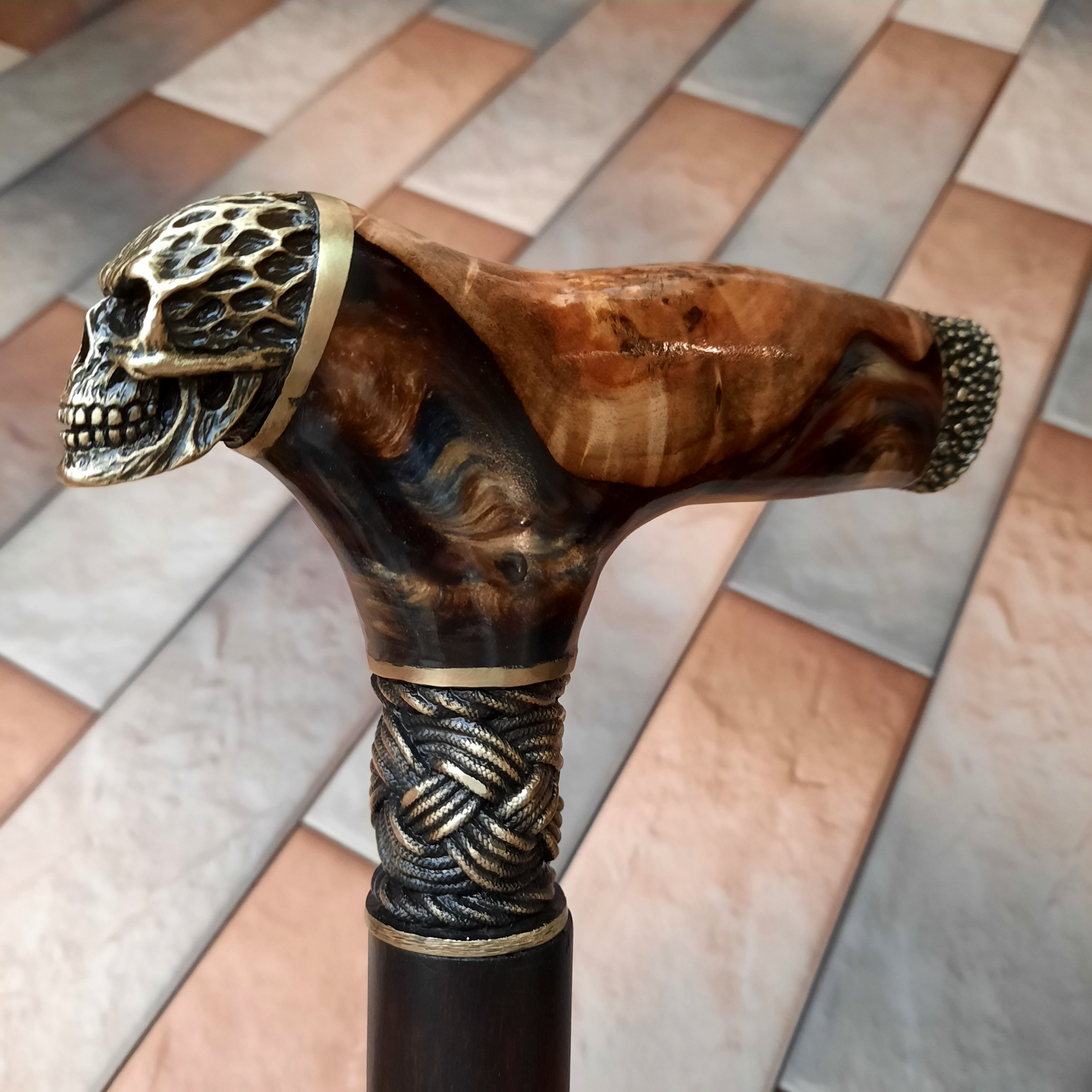 CANE STICK D71 Cane Walking Stick Hybrid Burl-acrylic Handle | Etsy