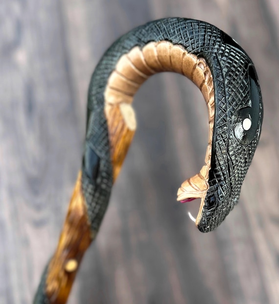 Canes Walking Sticks Wood Reeds Cane Wooden Hand-Carved Carving Handmade Cane Stick Accessories (Cobra BROWN)