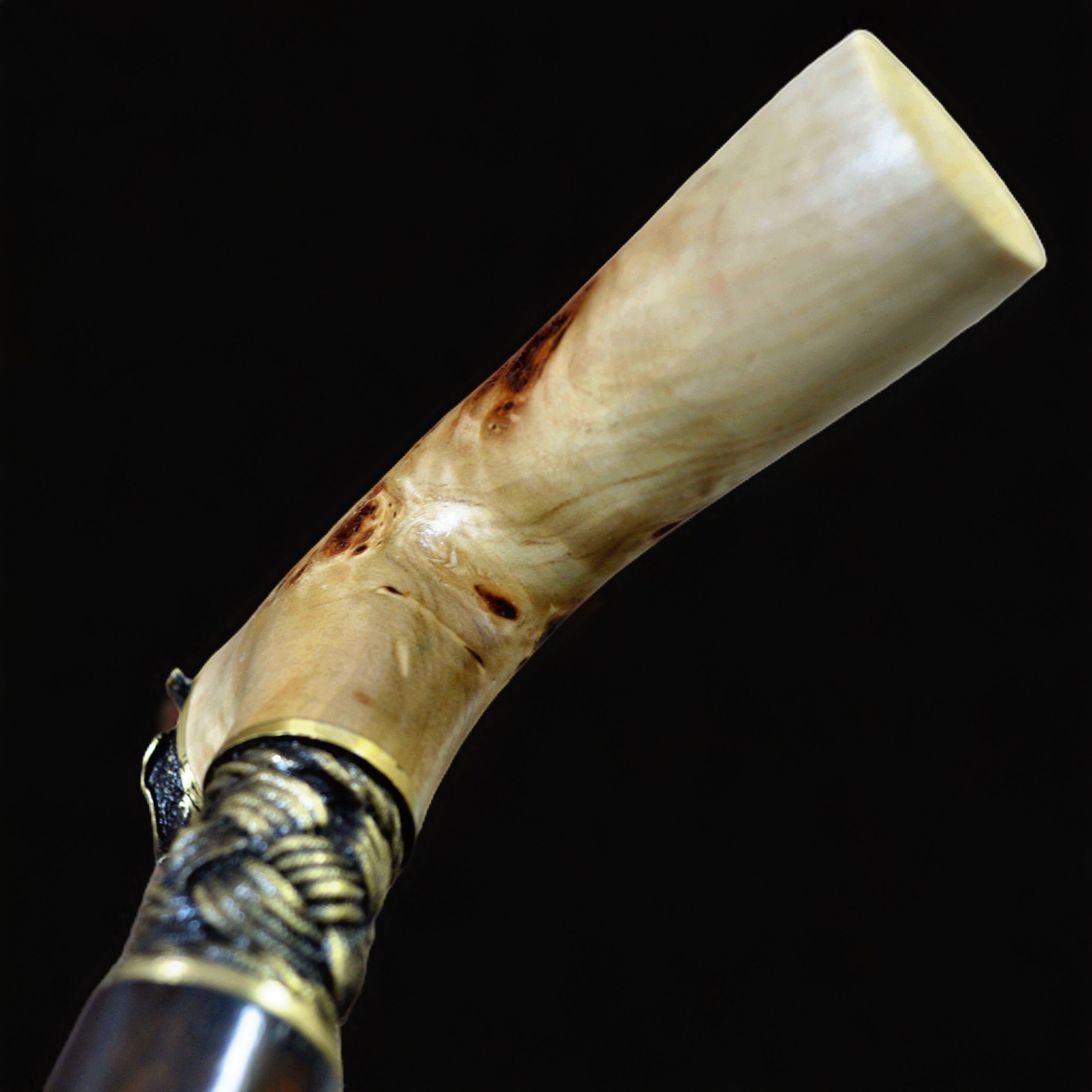 Cane Walking Cane Walking Stick Burl Wooden Handle Craft and Bronze ...