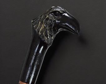 Canes Walking Sticks Wood Reeds Cane Wooden Hand-Carved Carving Handmade Cane Stick Accessories (Raven)