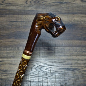 Canes Walking Sticks Wood Reeds Cane Wooden Hand-Carved Carving Handmade Cane Stick Accessories ( Jaguar )