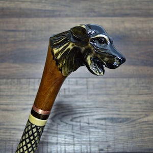 Canes Walking Sticks Wood Reeds Cane Wooden Hand-Carved Carving Handmade Cane Stick Accessories ( Wolf)