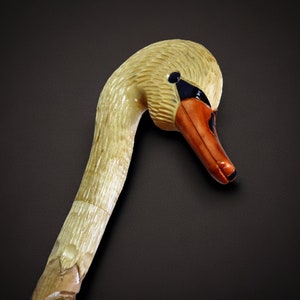 杖 ステッキ 木の葦 杖 木製 手彫り 彫刻 手作り 杖 ステッキ アクセサリー (白鳥)