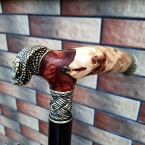 CANE STICK D57  Cane Walking Stick Hybrid Burl-Acrylic Handle Wooden Handmade Wood Reed  gift Cane Stick Accessories