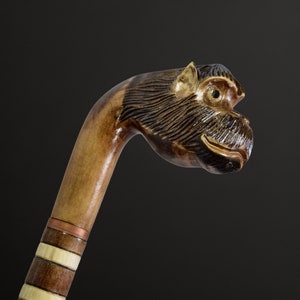 Walking Cane Canes and Walking Sticks Walking Stick Wooden Cane Handmade Accessories Carved Cane Wood Reeds Hand-Carving Gift (Monkey)