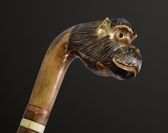 Walking Cane Canes and Walking Sticks Walking Stick Wooden Cane Handmade Accessories Carved Cane Wood Reeds Hand-Carving Gift (Monkey)
