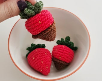 Motif fraise au crochet - Fraise au chocolat