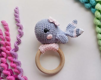 Crochet whale pattern Baby rattle pattern Amigurumi toy Pdf English pattern