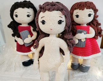 Crochet doll base pattern Amigurumi doll body pattern Basic doll Pdf English gif Personalized doll 30cm (12 inches)
