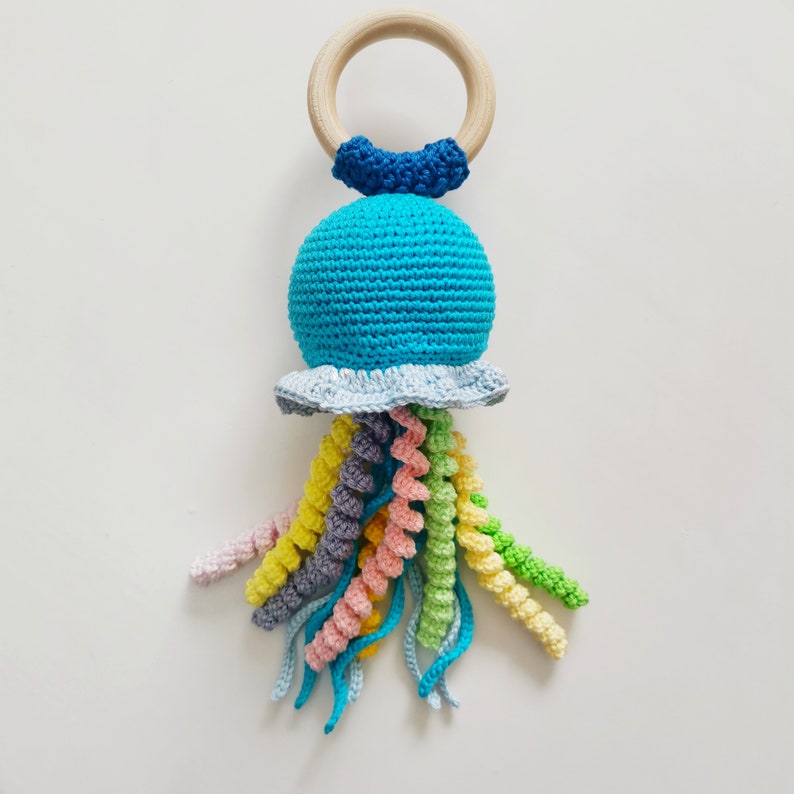 Handmade Crochet Octopus Rattle Toy with Bell main image 1