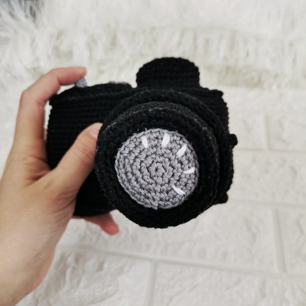 Crochet camera pattern Photo camera pattern Amigurumi toy Pdf English tutorial Black Reflex Camera Photography prop Baby and toddler toy