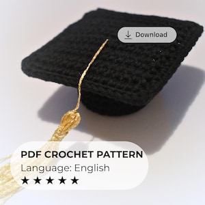 Mini Graduation Hat Crochet Pattern, Graduation Cap Amigurumi Tutorial, PDF Digital Download, Class Gift