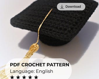 Mini Graduation Hat Häkelanleitung, Graduation Cap Amigurumi Tutorial, PDF Digitaler Download, Klasse Geschenk