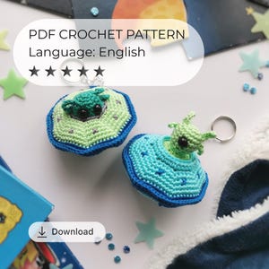 Patrón de crochet de OVNI alienígena, platillo volador, llavero espacial, juguete PDF, descarga digital