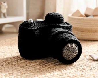 Wzór na aparat fotograficzny szydełkowy, amigurumi, prezent dla fotografa w stylu vintage, plik PDF do pobrania w wersji cyfrowej, samouczek, ręcznie robiony rekwizyt
