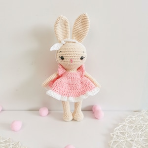 Crochet bunny Lola pattern Bunny in dress Amigurumi pattern Pdf Best gift for girls Kids toy Cutest bunny in world Child room Photo prop