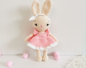 Crochet bunny Lola pattern Bunny in dress Amigurumi pattern Pdf Best gift for girls Kids toy Cutest bunny in world Child room Photo prop