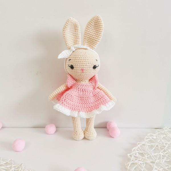 Crochet bunny Lola pattern Bunny in dress Amigurumi pattern Pdf Best gift for girls Kids toy Cutest bunny in world Child room Photo prop